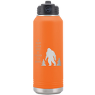 Laser etched orange 32 oz vacuum insulated water bottle with 'Bigfoot' design