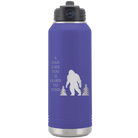 Laser etched purple 32 oz vacuum insulated water bottle with 'Bigfoot' design