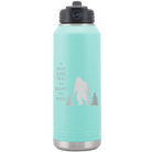 Laser etched teal 32 oz vacuum insulated water bottle with 'Bigfoot' design