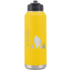 Laser etched yellow 32 oz vacuum insulated water bottle with 'Bigfoot' design