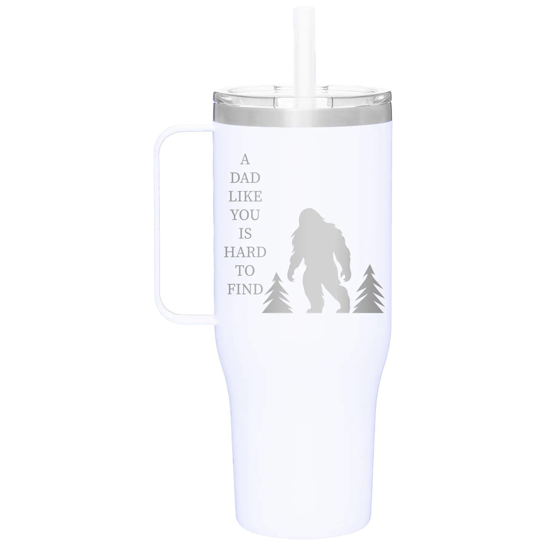 Personalized white 40 oz vacuum insulated tumbler mug with 'Bigfoot' design