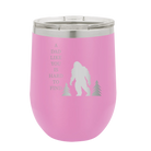 Personalized light purple 12 oz vacuum insulated wine cup with etched 'Bigfoot' design