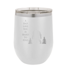 Personalized white 12 oz vacuum insulated wine cup with etched 'Bigfoot' design