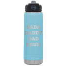 Laser etched light blue 20 oz vacuum insulated water bottle with 'Bruh' design