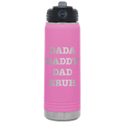 Laser etched light purple 20 oz vacuum insulated water bottle with 'Bruh' design