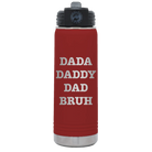 Laser etched maroon 20 oz vacuum insulated water bottle with 'Bruh' design