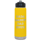 Laser etched yellow 20 oz vacuum insulated water bottle with 'Bruh' design