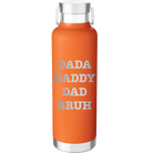 Laser etched orange 24 oz vacuum insulated water bottle with 'Bruh' design