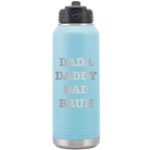 Laser etched light blue 32 oz vacuum insulated water bottle with 'Bruh' design