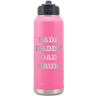 Laser etched pink 32 oz vacuum insulated water bottle with 'Bruh' design