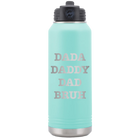 Laser etched teal 32 oz vacuum insulated water bottle with 'Bruh' design