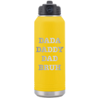 Laser etched yellow 32 oz vacuum insulated water bottle with 'Bruh' design