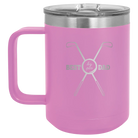 Personalized light purple 15 oz vacuum insulated coffee mug with etched 'By Par' design