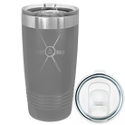 Laser etched dark gray 20 oz vacuum insulated tumbler with 'By Par' design