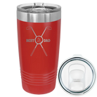 Laser etched red 20 oz vacuum insulated tumbler with 'By Par' design