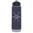 Laser etched navy 20 oz vacuum insulated water bottle with 'By Par' design