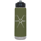 Laser etched olive green 20 oz vacuum insulated water bottle with 'By Par' design