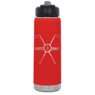 Laser etched red 20 oz vacuum insulated water bottle with 'By Par' design