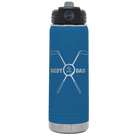 Laser etched royal blue 20 oz vacuum insulated water bottle with 'By Par' design