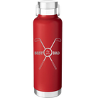 Laser etched red 24 oz vacuum insulated water bottle with 'By Par' design