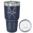 Laser etched navy 30 oz vacuum insulated tumbler with 'By Par' design