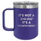 Personalized purple 15 oz vacuum insulated coffee mug with etched 'Dad Bod' design