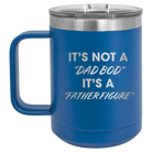Personalized royal blue 15 oz vacuum insulated coffee mug with etched 'Dad Bod' design