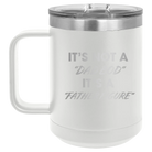Personalized white 15 oz vacuum insulated coffee mug with etched 'Dad Bod' design