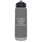 Laser etched dark gray 20 oz vacuum insulated water bottle with 'Dad Bod' design
