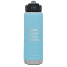 Laser etched light blue 20 oz vacuum insulated water bottle with 'Dad Bod' design