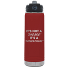 Laser etched maroon 20 oz vacuum insulated water bottle with 'Dad Bod' design