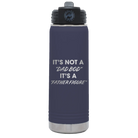 Laser etched navy 20 oz vacuum insulated water bottle with 'Dad Bod' design