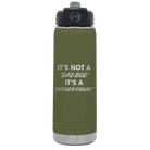 Laser etched olive green 20 oz vacuum insulated water bottle with 'Dad Bod' design