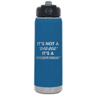 Laser etched royal blue 20 oz vacuum insulated water bottle with 'Dad Bod' design