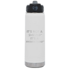 Laser etched white 20 oz vacuum insulated water bottle with 'Dad Bod' design