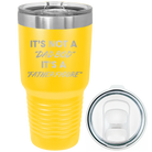 Laser etched yellow 30 oz vacuum insulated tumbler with 'Dad Bod' design
