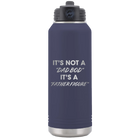 Laser etched navy 32 oz vacuum insulated water bottle with 'Dad Bod' design