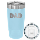 Laser etched light blue 20 oz vacuum insulated tumbler with 'Dad Golf' design