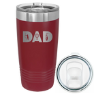 Laser etched maroon 20 oz vacuum insulated tumbler with 'Dad Golf' design