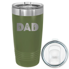 Laser etched olive green 20 oz vacuum insulated tumbler with 'Dad Golf' design