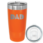 Laser etched orange 20 oz vacuum insulated tumbler with 'Dad Golf' design