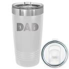 Laser etched white 20 oz vacuum insulated tumbler with 'Dad Golf' design