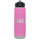 Laser etched light purple 20 oz vacuum insulated water bottle with 'Dad Golf' design