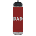 Laser etched maroon 20 oz vacuum insulated water bottle with 'Dad Golf' design
