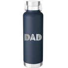 Laser etched navy 24 oz vacuum insulated water bottle with 'Dad Golf' design