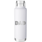 Laser etched white 24 oz vacuum insulated water bottle with 'Dad Golf' design