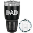 Laser etched black 30 oz vacuum insulated tumbler with 'Dad Golf' design