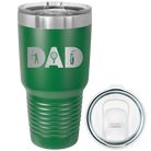 Laser etched green 30 oz vacuum insulated tumbler with 'Dad Golf' design