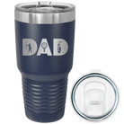 Laser etched navy 30 oz vacuum insulated tumbler with 'Dad Golf' design
