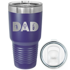 Laser etched purple 30 oz vacuum insulated tumbler with 'Dad Golf' design